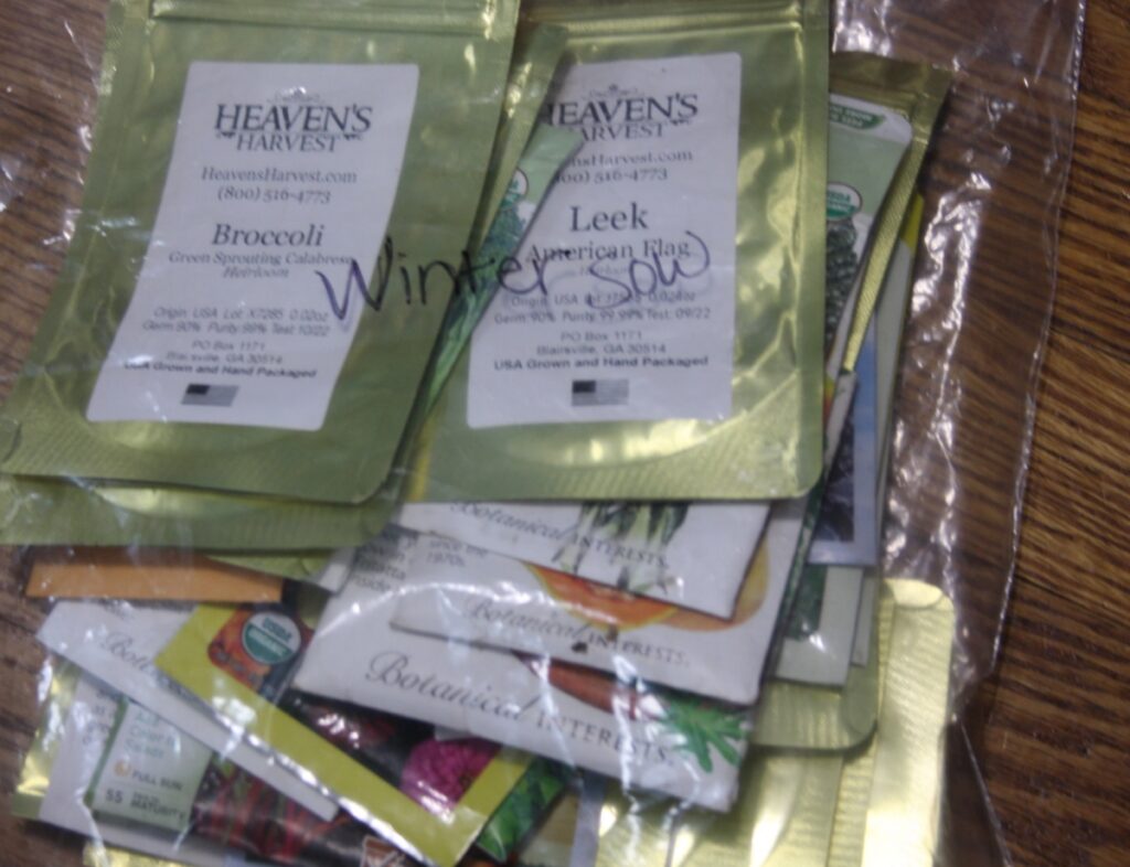 seed packages in clear zip lock bag 